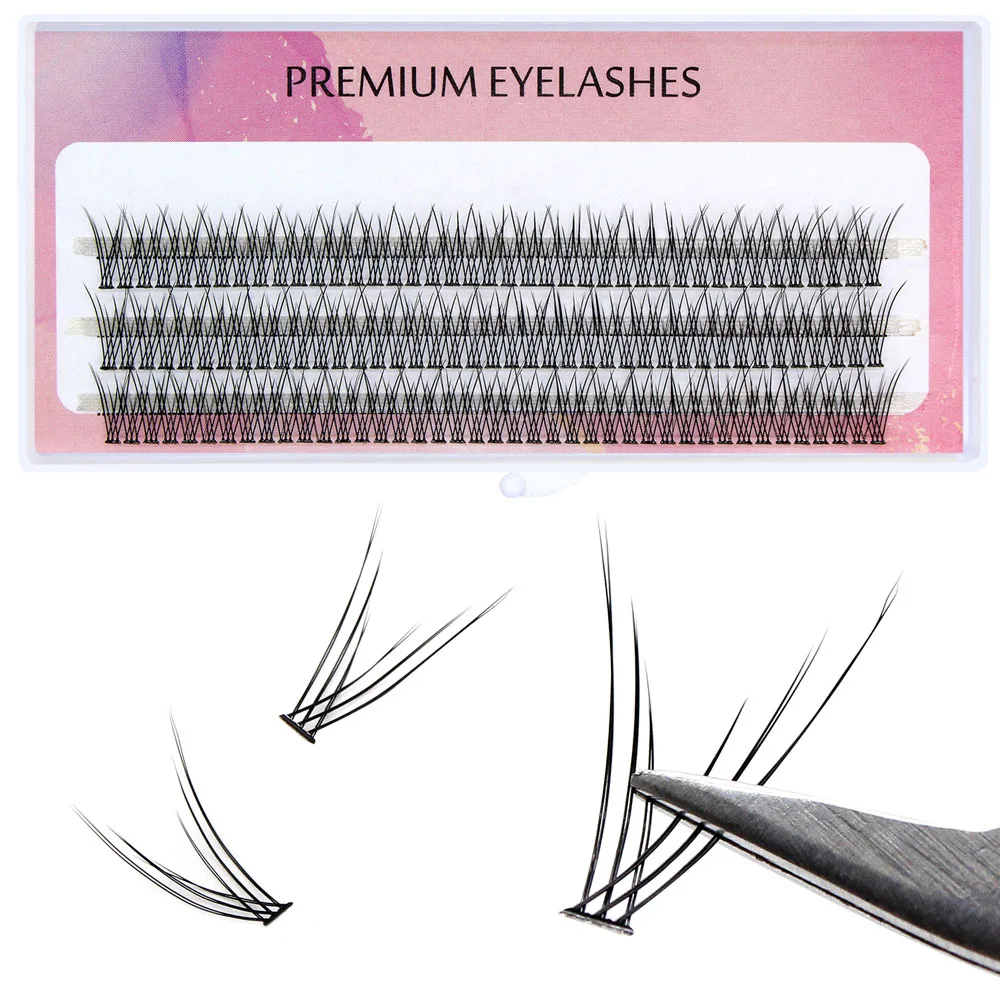 Moonlily Premium Fishtail Eyelashes Individual Cluster Eyelash Extension V Sahpe Plant Grafting False Makeup Faux Cils Lashes