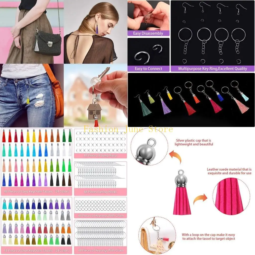 

N5KA 288 Pcs Tassel Jewelry Set Earring Accessories Korean U-shaped Ear Hook Earrings