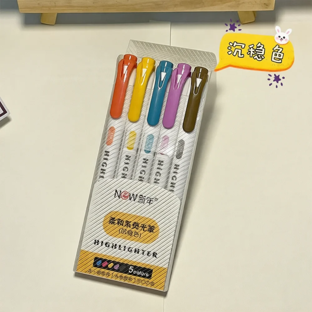 Aesthetic Highlighters Dual Ended Marker Pens For Journaling Student Notes Drawing Art Stationery Supplies Set