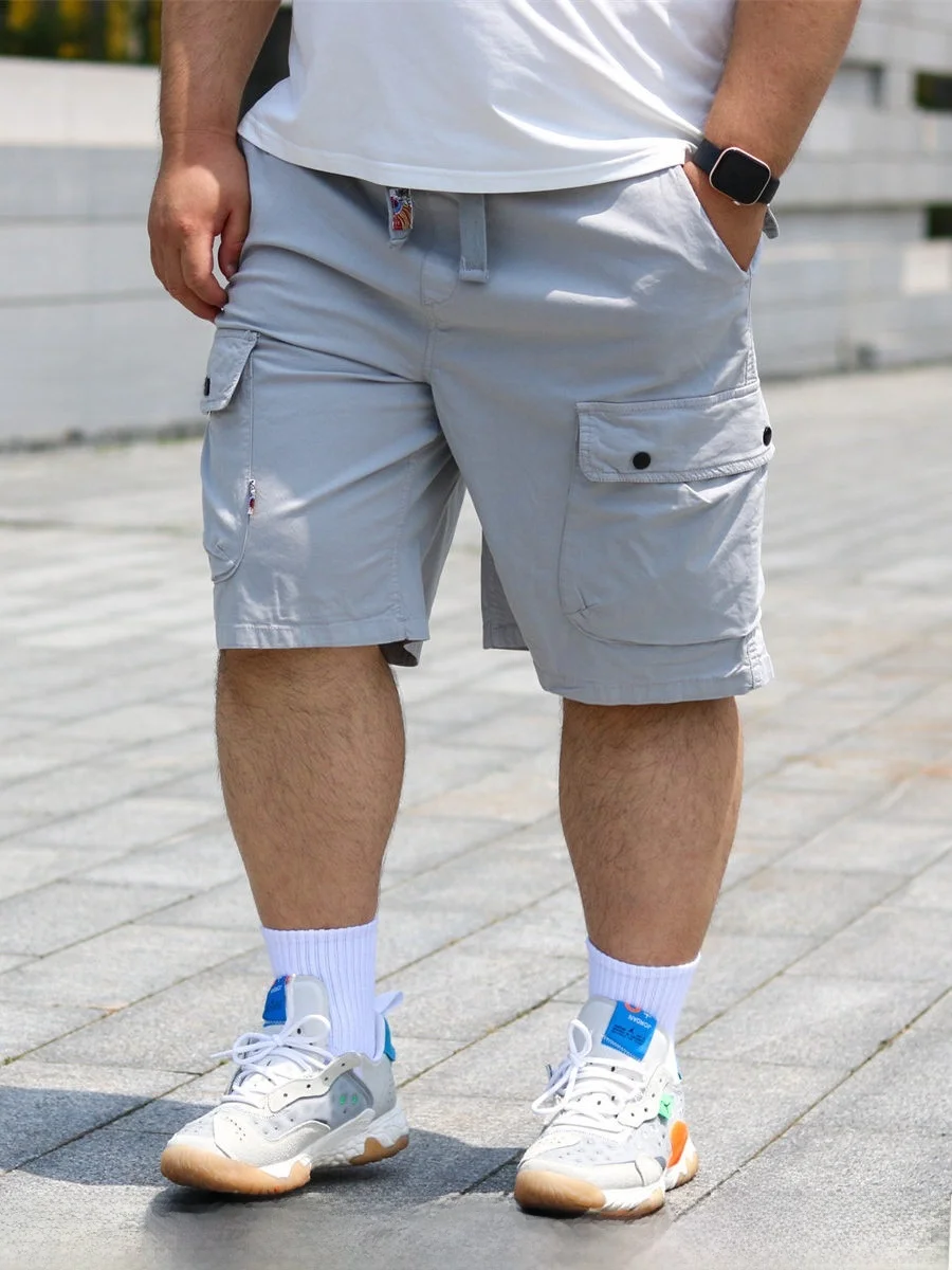 TRCE Retro Japanese Style Wax Dye Casual Loose Men's Shorts Summer Beach Five-Quarter Pants Workwear with Big Pockets