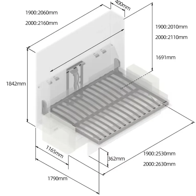 FBB Electric Motorized Horizontal Wall Bed Frame Wood Leg Folding Murphy Bed Mechanism With Sofa Connector
