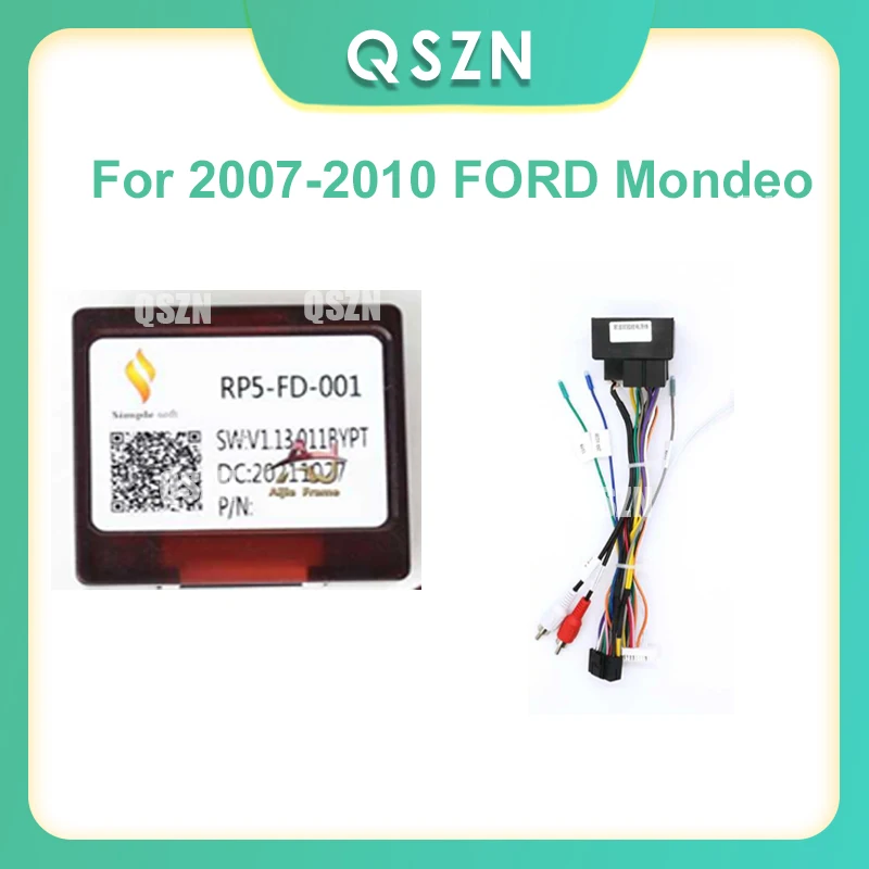 

Car Media Android Radio Player 16Pin Wire Harness With Canbus Box For 2007-2010 FORD Mondeo Power Cable car radio