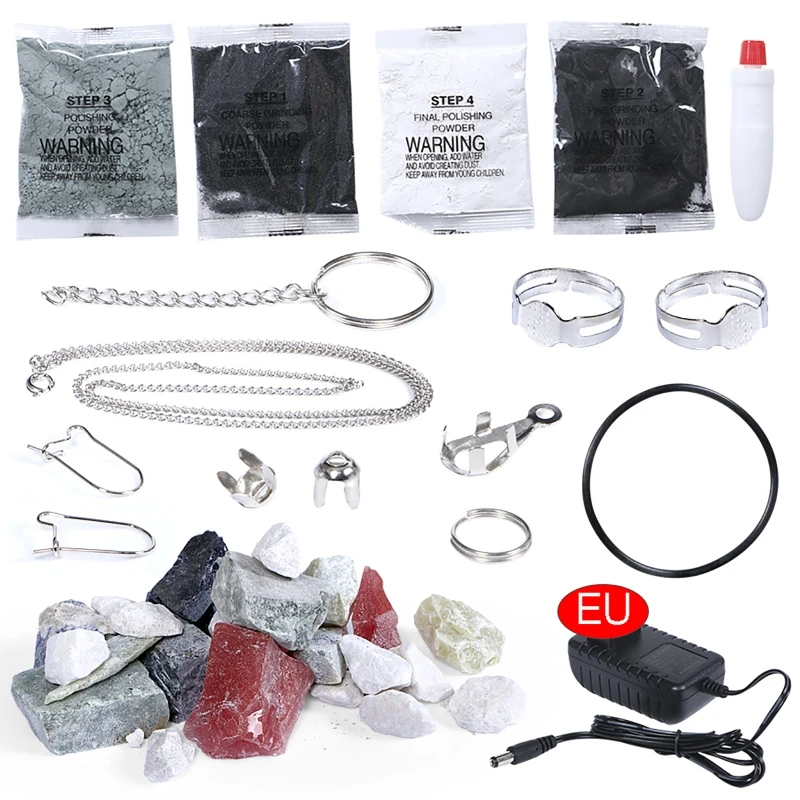 Imagem -03 - Electric Rock Tumbler Toy Kit com Pedras Preciosas Ásperas Grãos de Polimento para Adultos e Crianças Máquina de Polimento Faça Você Mesmo 110 v 220v