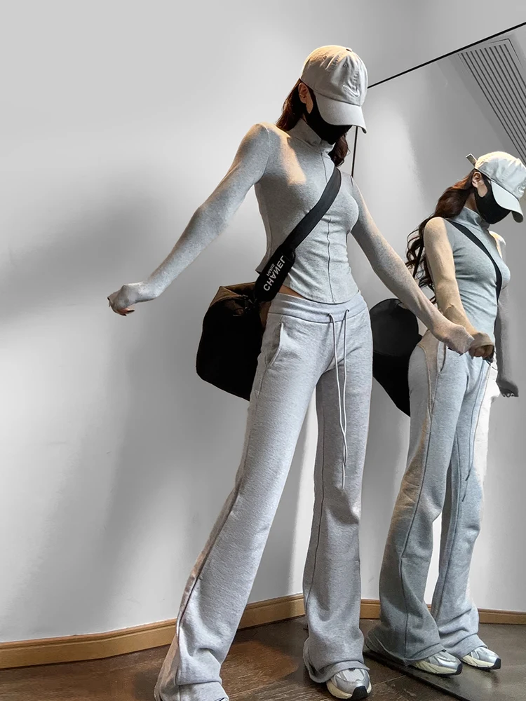 Autumn Winter Fce Lined Slimming Bell Bot Pants Yoga Casual Long Trousers Women's Faion Spring Summer Tea Brand