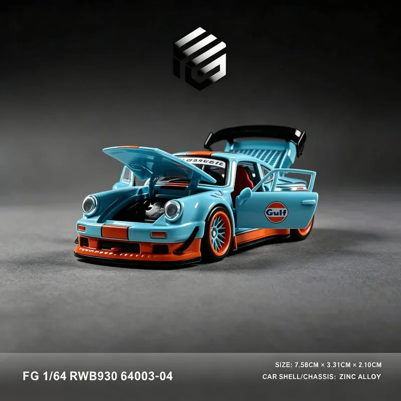 Image of FG Modell 1/64 Porsche RWB 911 (930) GULF Druckguss-Automodell Legierung Simulationssammlung Spielzeug Geschenk für Jungen # peetyeee