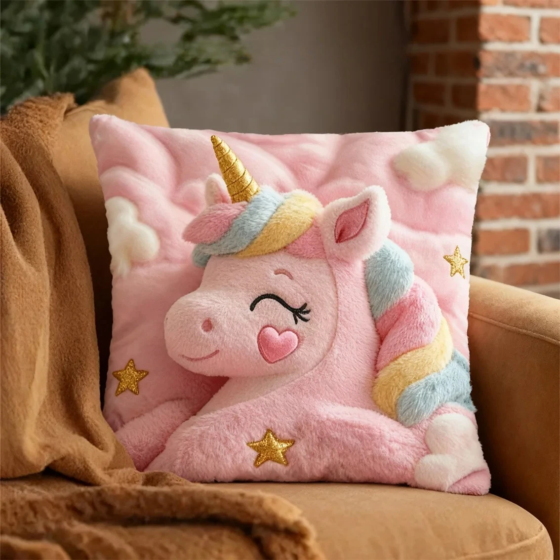 Cute Unicorn Pillow Cover, Washable, 45x45cm, Universal Bedroom & Sofa Pillowcase