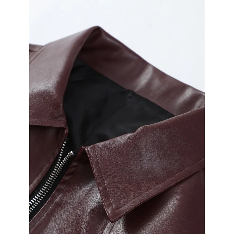 European American Cross-border New Fashion Femininity Commuter Street Loose Coat Individuality Lapel Zipper Long-sleeved Jacket