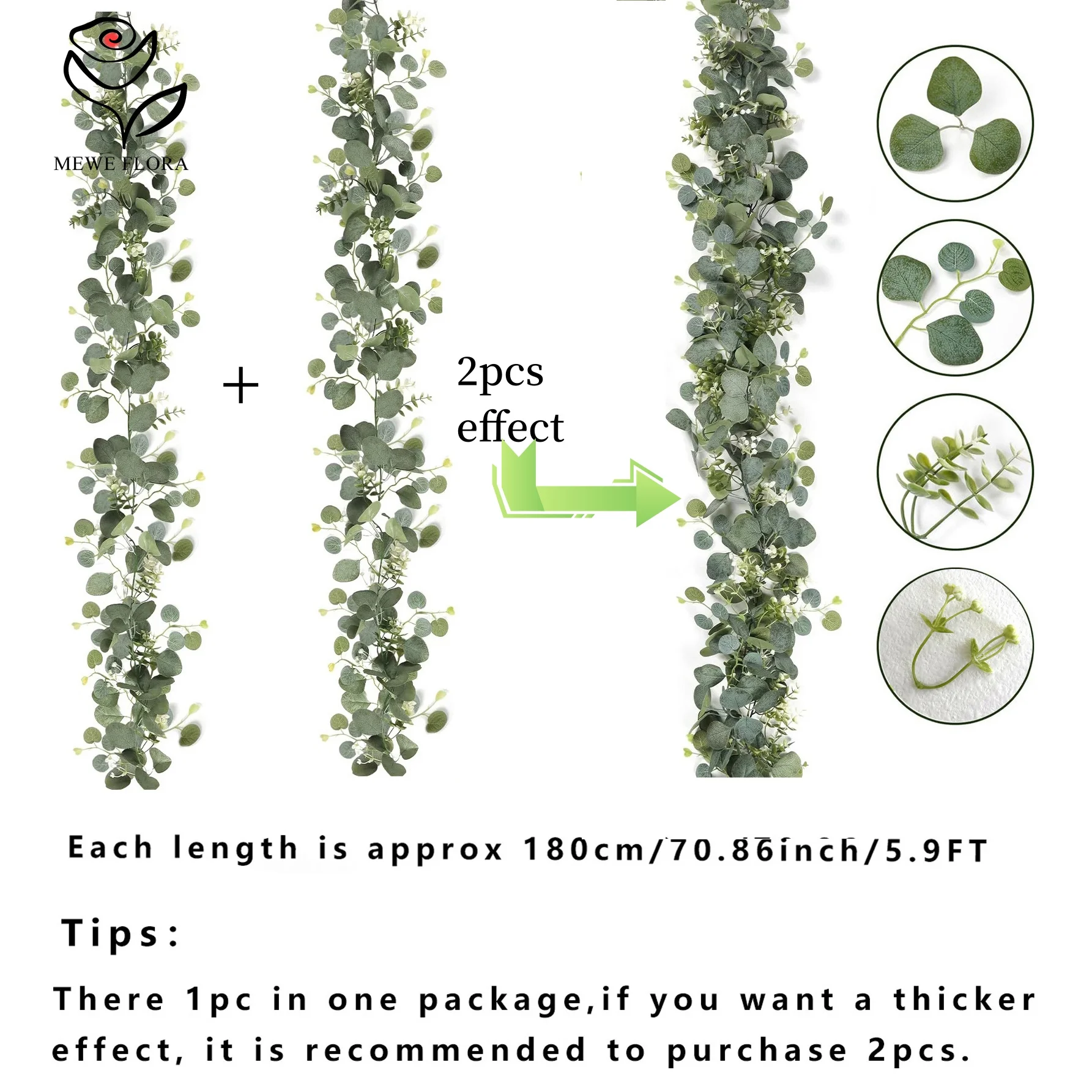 1pc Artificial Vine Garland Rattan Fake Eucalyptus Leaves Gypsophila Hanging Vines Wedding Decoration Wall Backdrop Home Decor