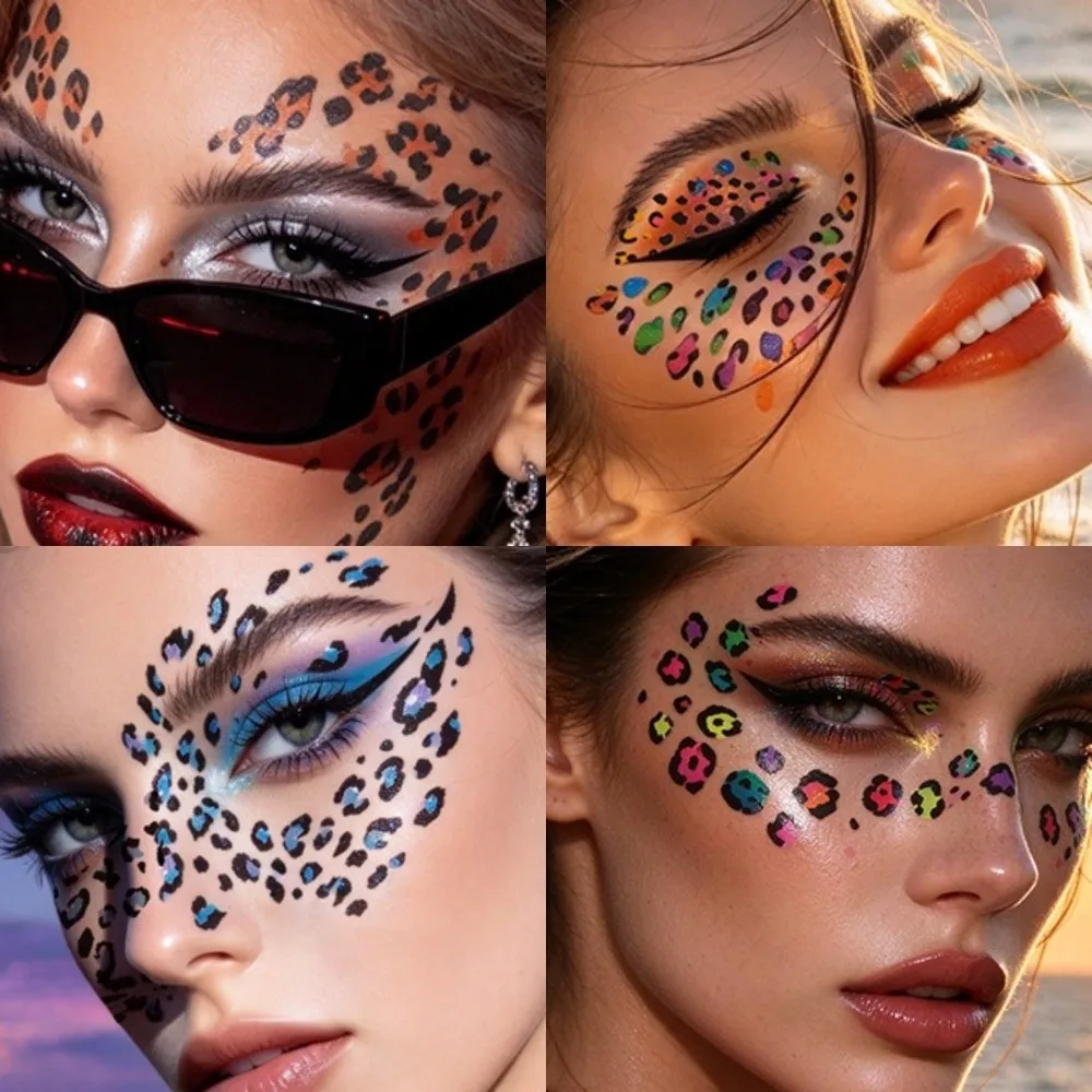 Cool Water Transfer Leopard Print Tattoo Stickers Fake Waterproof Disposable Tattoo Colorful Easy To Use Makeup Stickers Cosplay