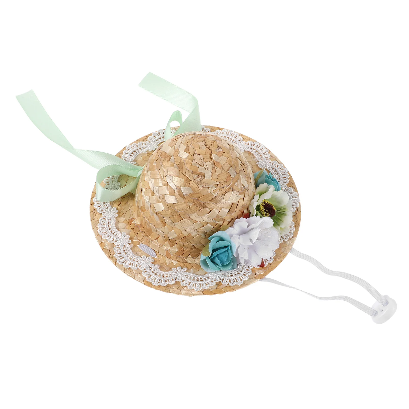 Mini-Strohhut Winziger Sombrero mit Schleifenblumen-Design Sommer Boho-Stil Handwerksdekoration Miniatur Gewebte Kleine Strohhüte für Bastelarbeiten