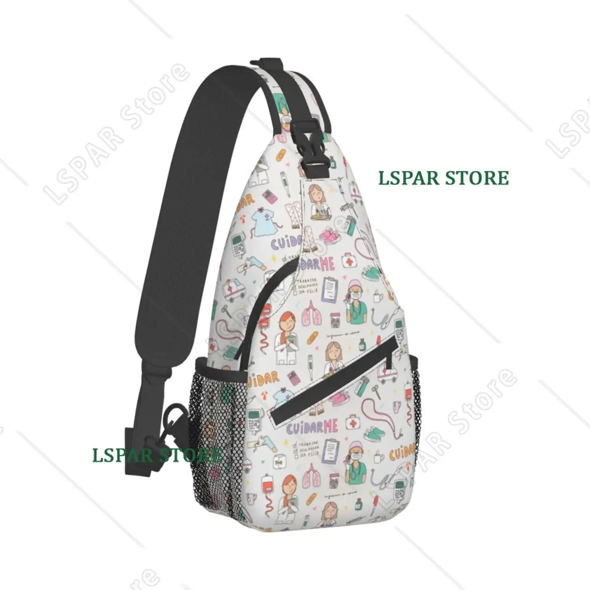 Funny Enfermera En Apuros Sling Bag For Doctor Nurse Crossbody Chest Bags Medical Pattern Theme Shoulder Backpack Daypack