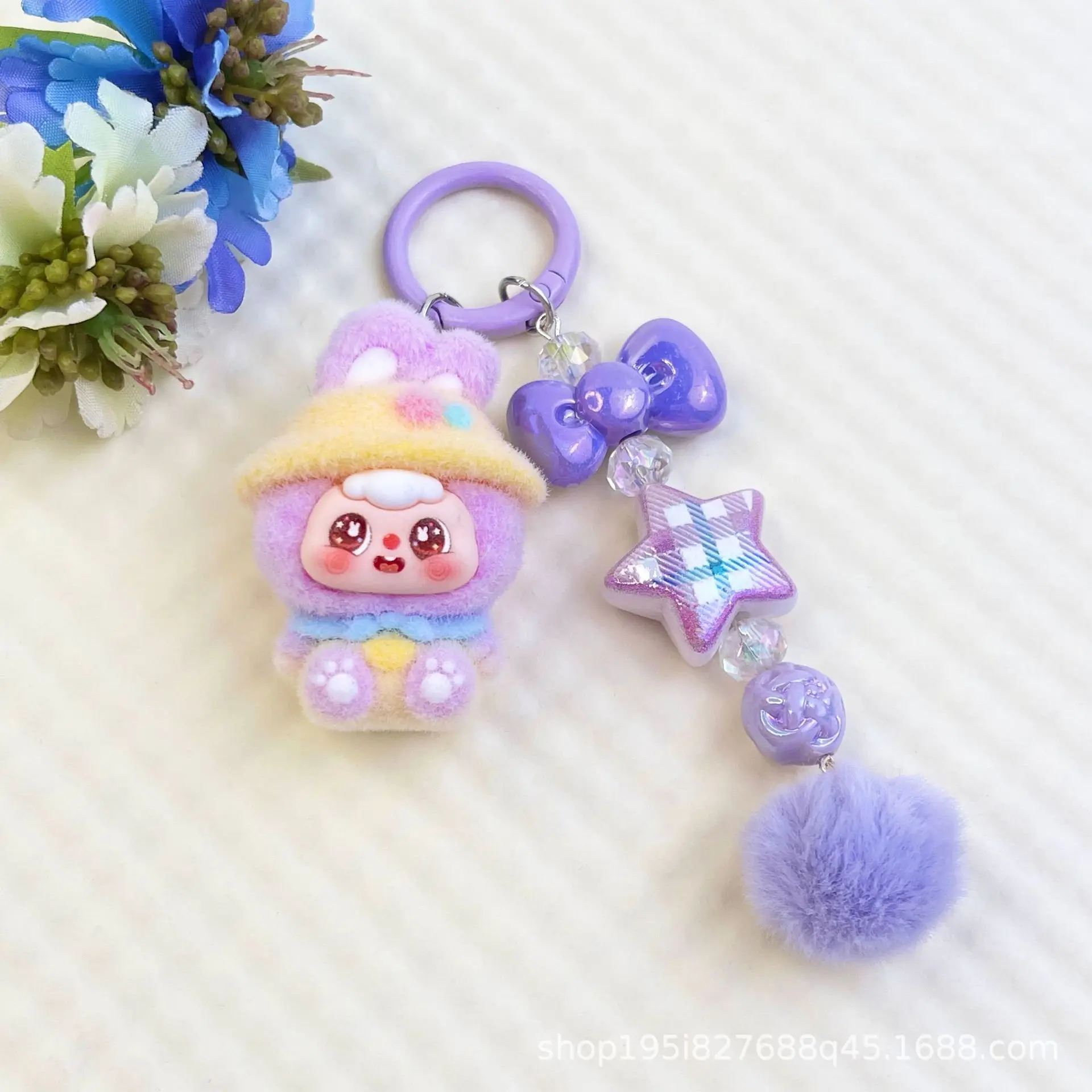 1PCSNew سلسلة مفاتيح سيارة للزوجين على شكل أذن أرنب ديكور هانر سلسلة مفاتيح عصرية