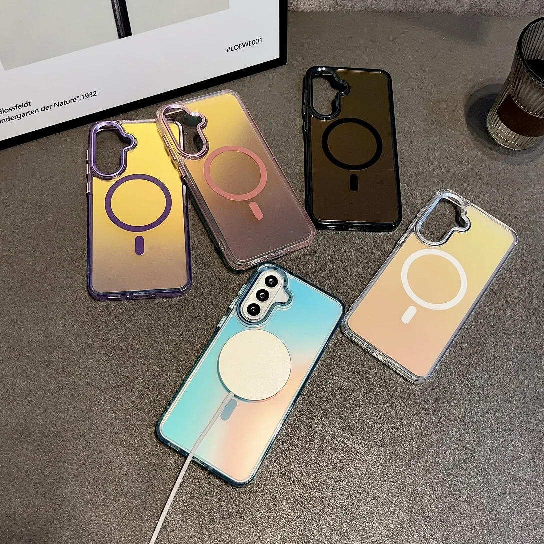 

High Quality Anti-Yellow Discolor Magsafe Case For Samsung Galaxy S24 Plus S23 FE S25 Ultra A56 Magnetic Wireless Charge Cover