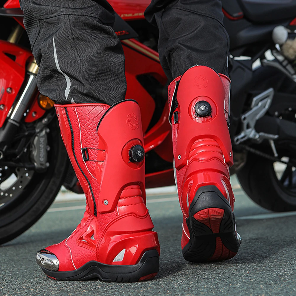 

Motorbike Racing Boots Leather Waterproof Outdoor Sports Boots Off-Road Boots Anti-Slip Riding Gear Boots