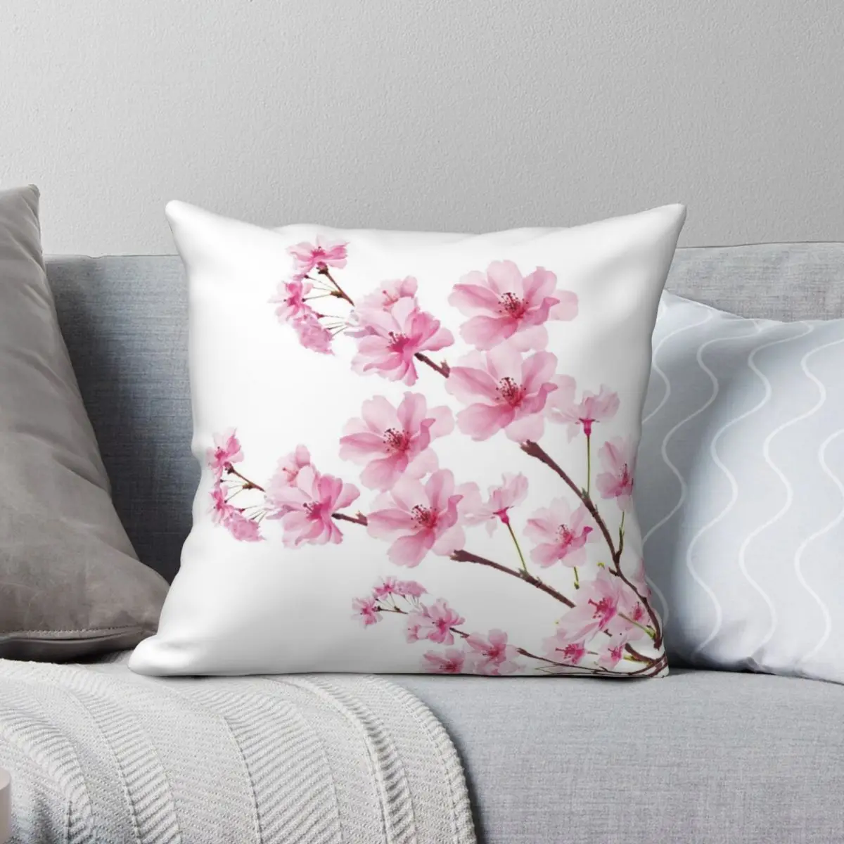 

Sakura Cherry Blossom Pillowcase Polyester Linen Velvet Printed Zip Decor Throw Pillow Case Seater Cushion Case Wholesale 45x45