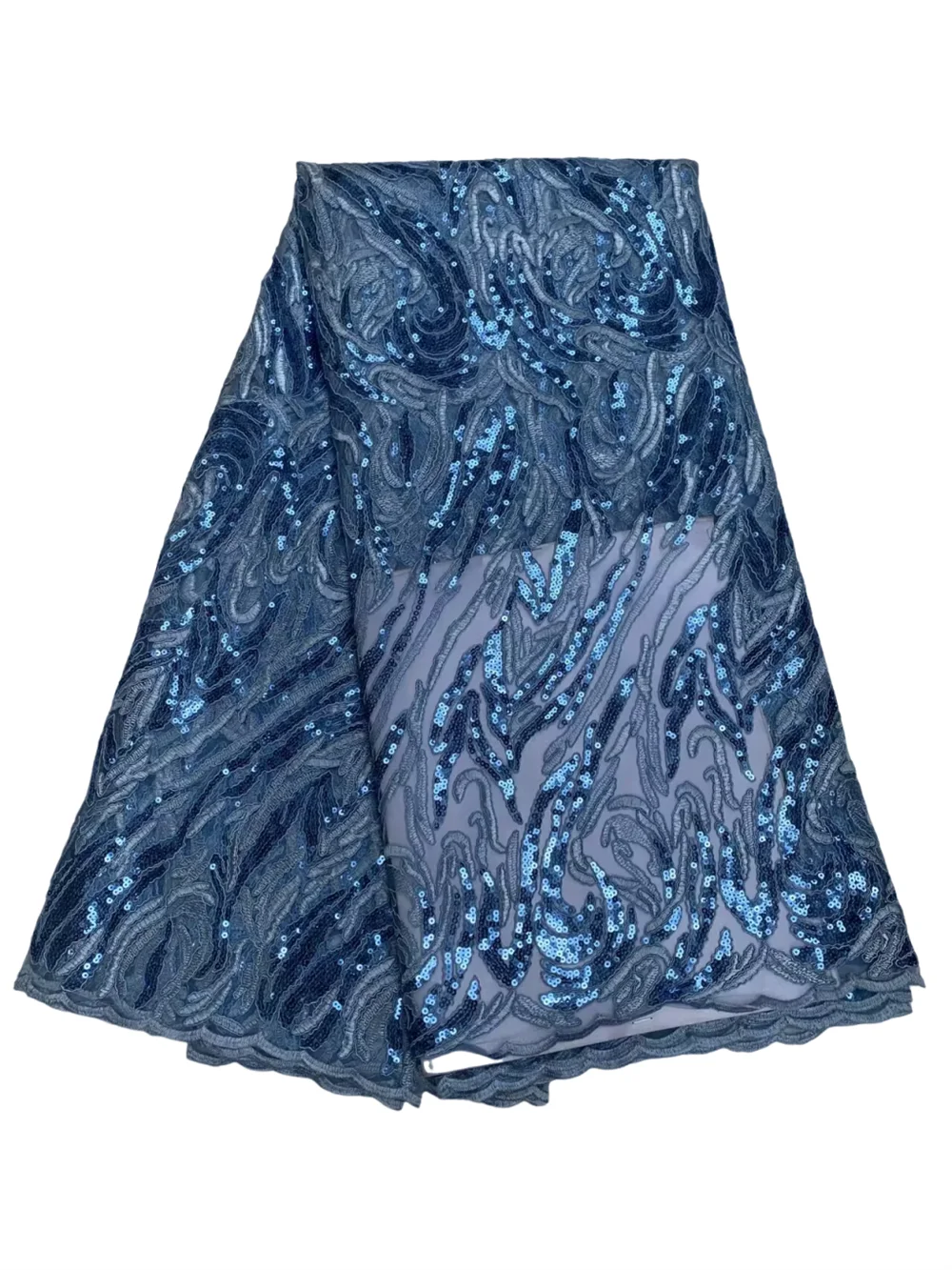 

High Quality African Mesh Sequins Sequence Lace Fabric 5Yard French Tulle Lace Nigerian Luxury Embroider Fabric For Women Party