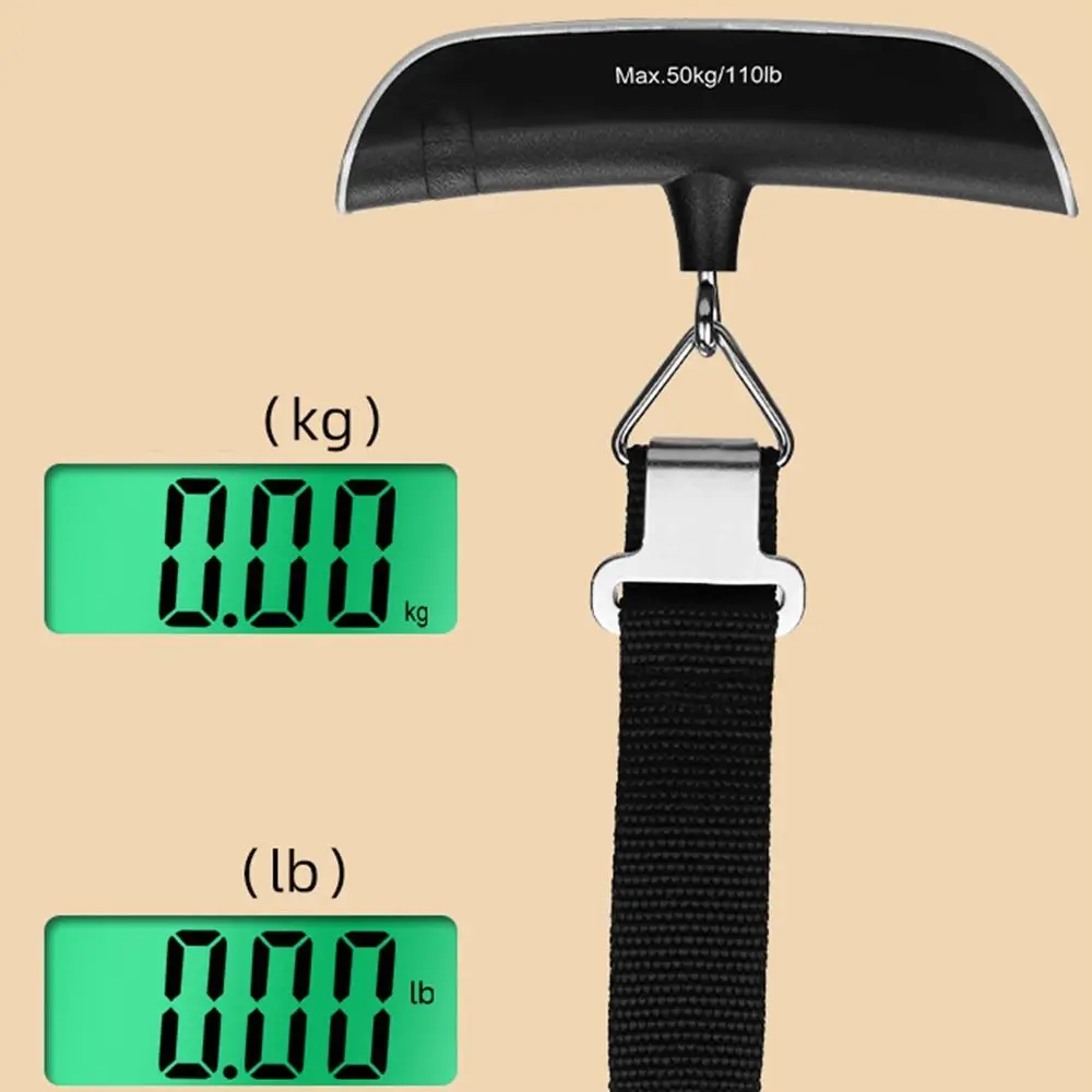 Portátil LCD Digital Hanging Scale, Bagagem, Mala, Bagagem, Balanças de Viagem com Cinto, Ferramenta de Peso Eletrônico, 50kg, 110lb