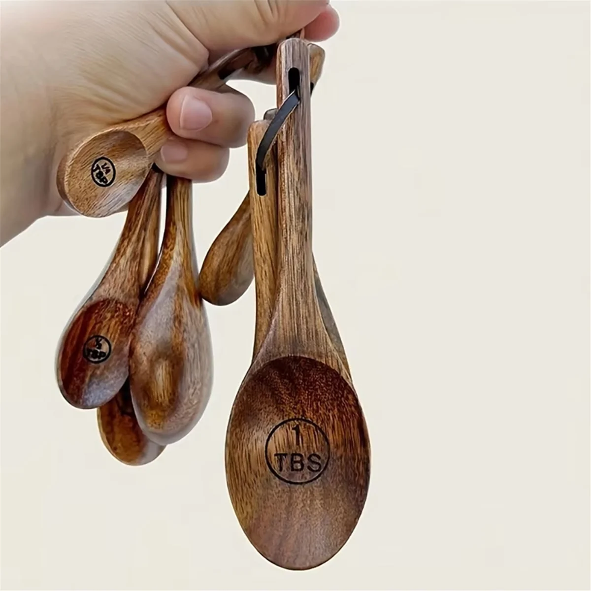 Robuster Messlöffel aus Backenholz, 4-teiliges Set, Gewürzlöffel,