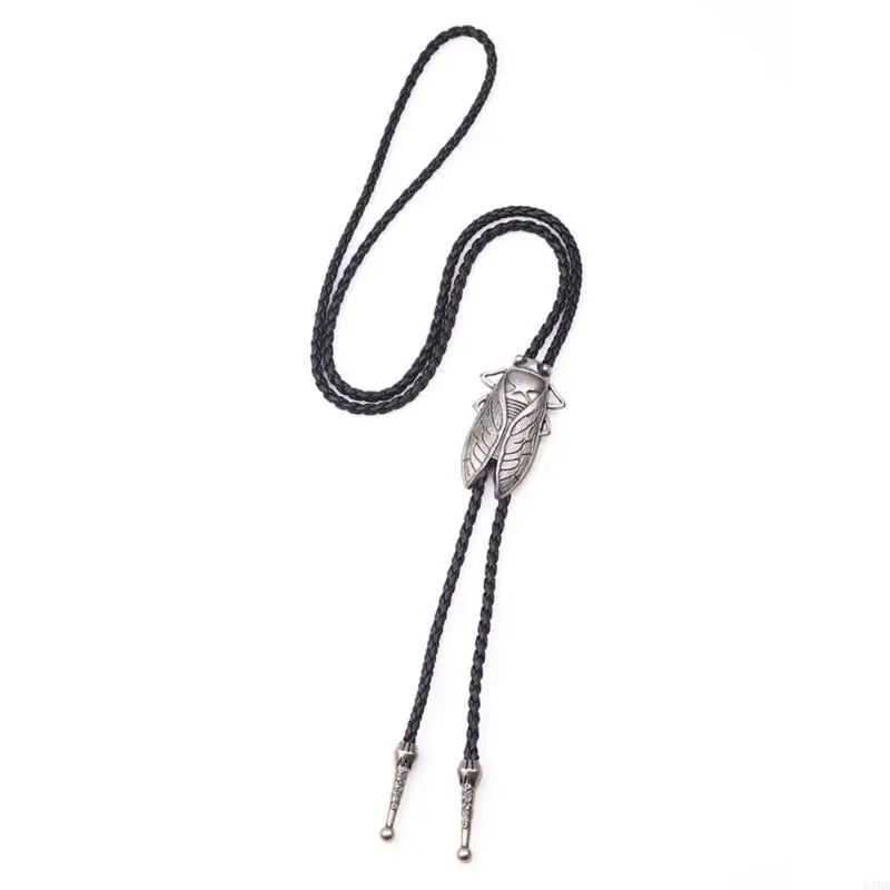 Adjustable Bolo Tie Popular Western Cowboy Teens Men Women Dance Necktie Gothic Shirts Carved Cicada Buckle Pendant 6XDA