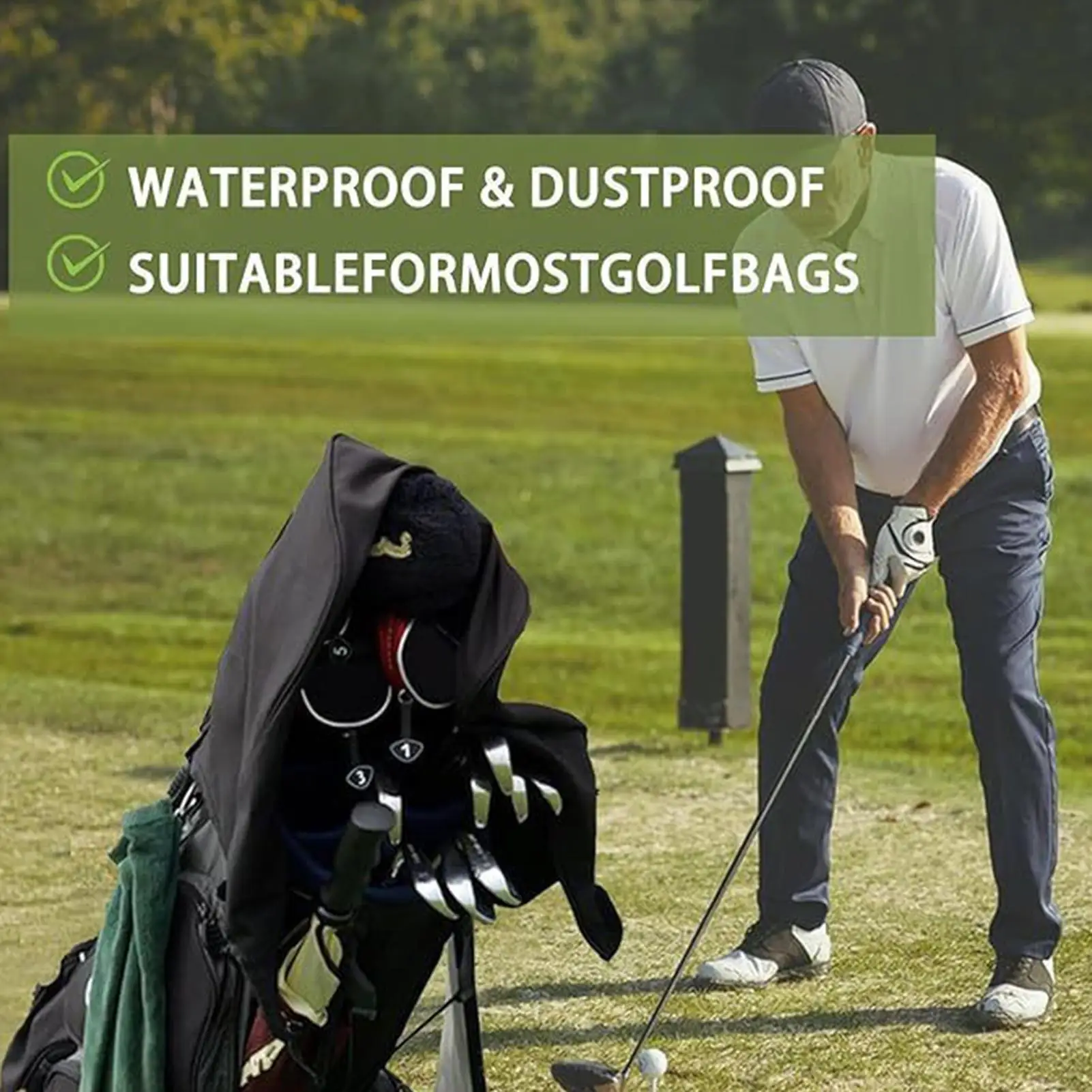 

Golf Bag Rain Cover Travel Cover For Golf Bag Weatherproof Foldable Rain Hood UV-Resistant Lightweight Club Protector For Men