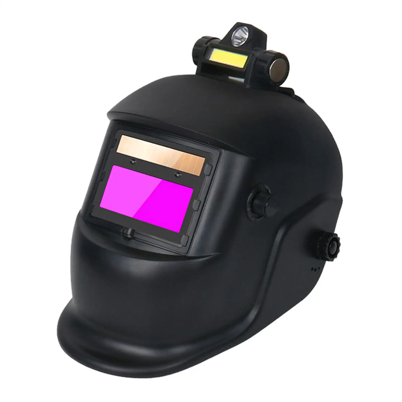 Welding Helmet with Lamp Solar Power Convenient Head Mounted Protective Gear