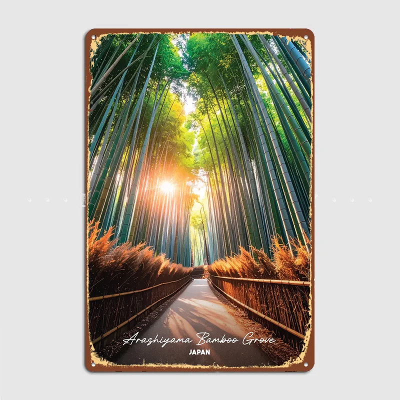 Arashiyama Bamboo Grove Metal Custom Sign Living Room Wall Indoor Decor Room Decoration Bedroom Posters Home Decor