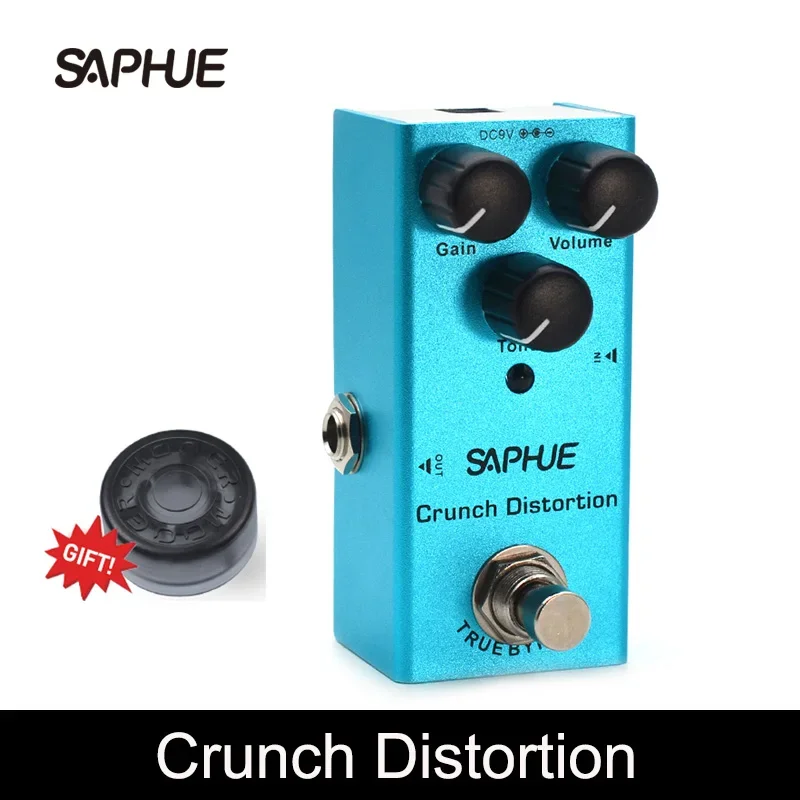 SAPHUE Electric Guitar Crunch Distortion Pedal Gain/Volume/Tone Knob High/Low Frequency Mini Single Type DC 9V True Bypass