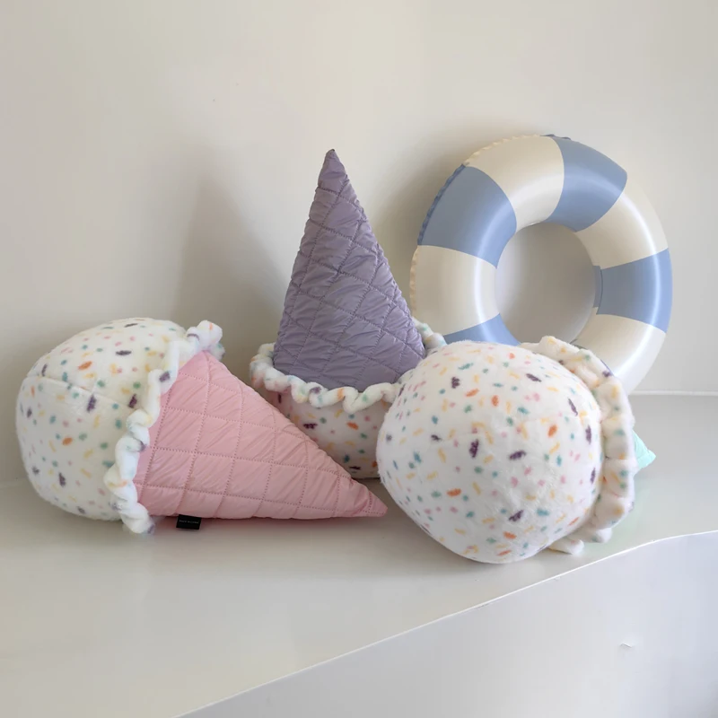 Juguete de peluche de cono de helado de verano, muñeca Kawaii para decoración de habitación, regalo de cumpleaños para niños y niñas