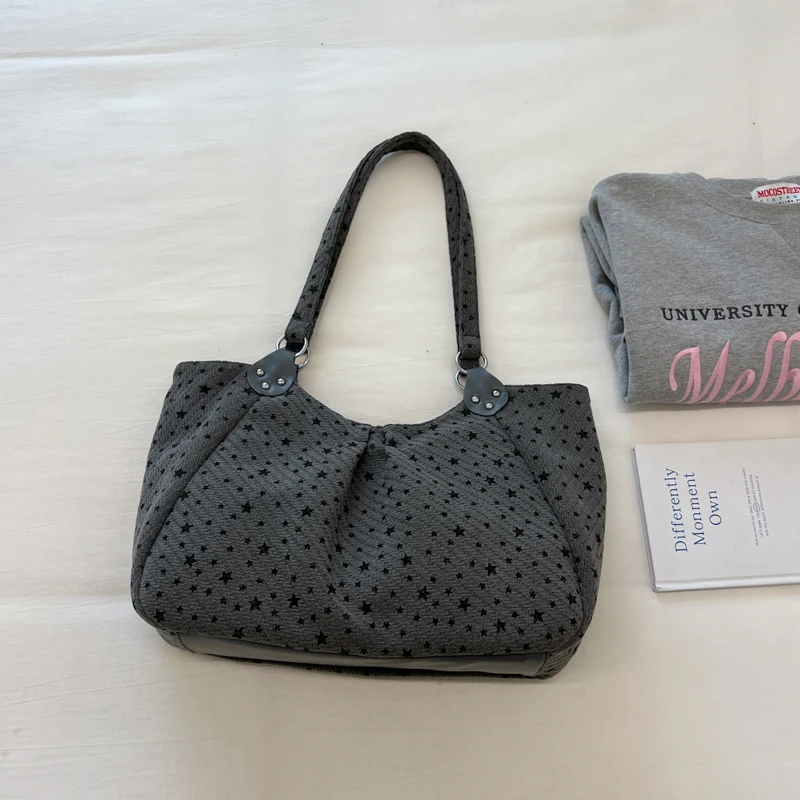 Folding tote bag for women, large capacity casual shoulder bag, practical commuting handbag