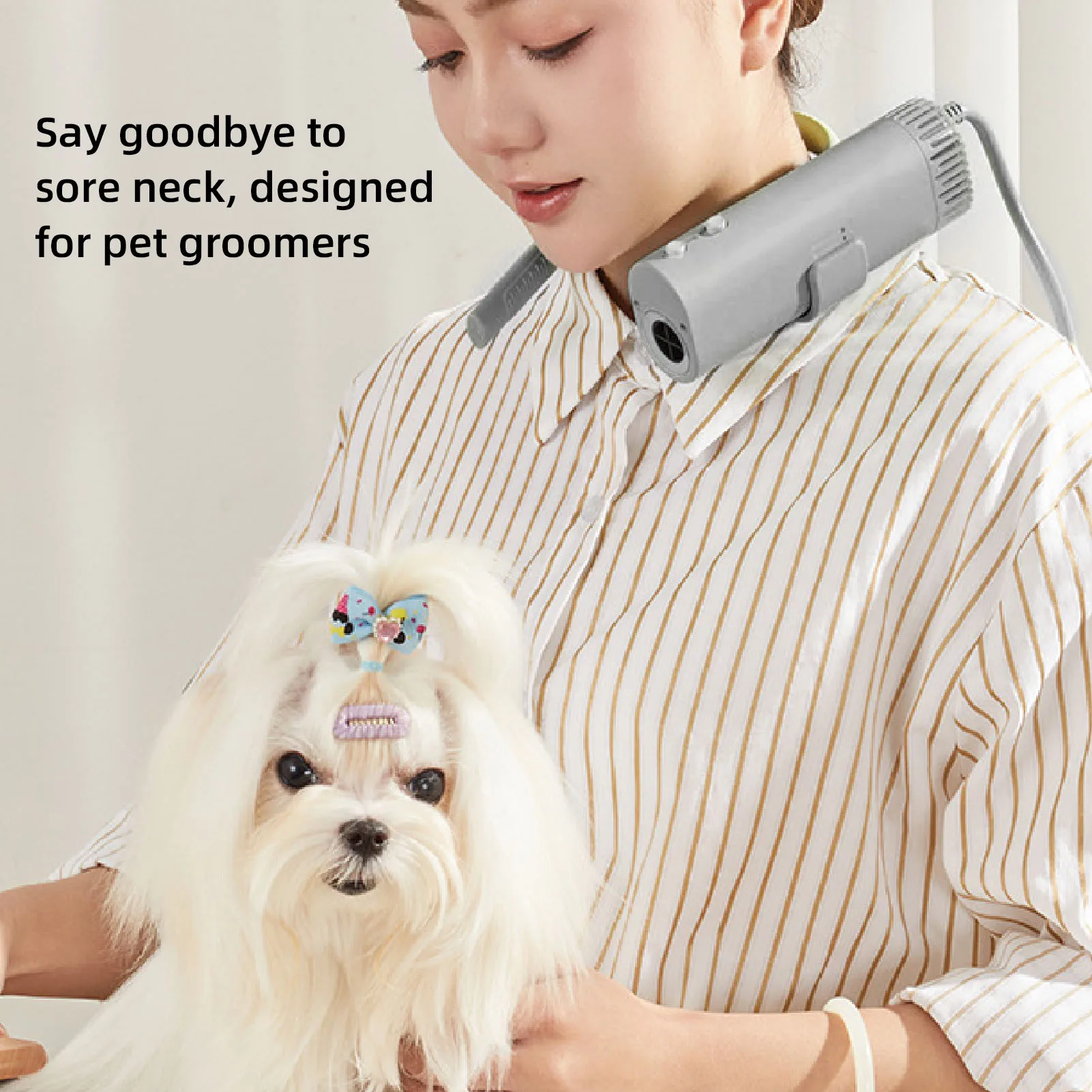 Dog Blow Dryer Dog Hair Dryer Blower for Grooming Quiet Portable Handheld Intelligent Temperature Regulation Home Pet Blow Gray