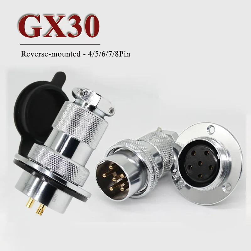 Reverse-mounted DF30 GX30 Aviation Plug Socket Copper Gold-plate 4/5/6/7/8Pin Round Flange Connector Male Female Head Joint