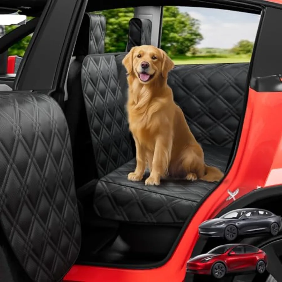 

Dog Car Seat Cover for Back Seat Compatible with Tesla Model Y Hard Bottom Pet Travel Hammock with Seat Extender Waterproof Bac