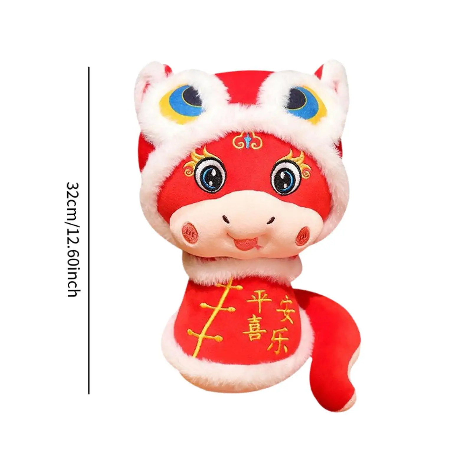 Chinese New Year Snake Plush Toy New Year Ornament Novelty Snake Doll Toy for Bedroom Hotel Dorm Living Room Household