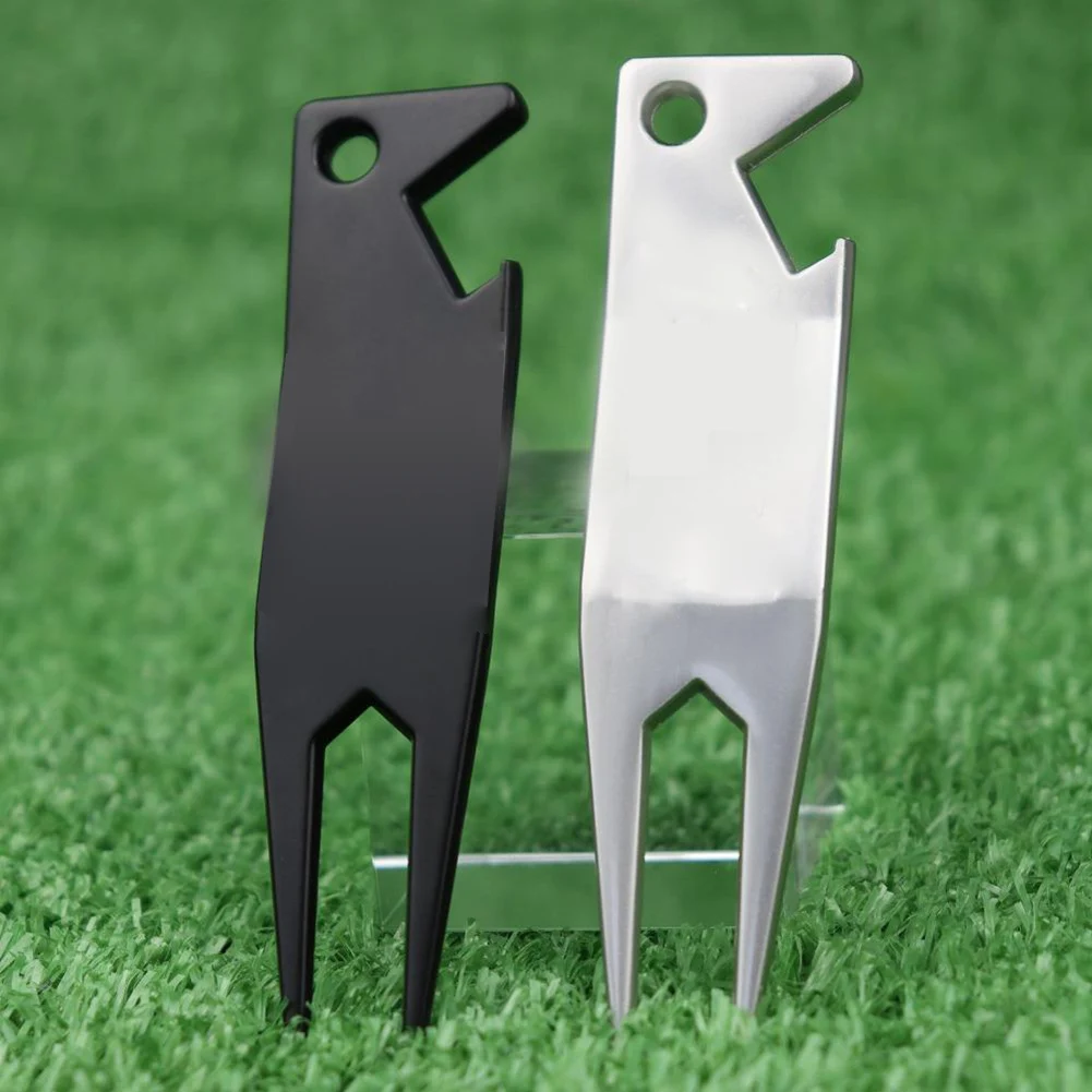 Metal Golfs Divot Tool With Black/Silver Multi-Purpose Metal Golfs Tool Gifts For Golfs Lovers