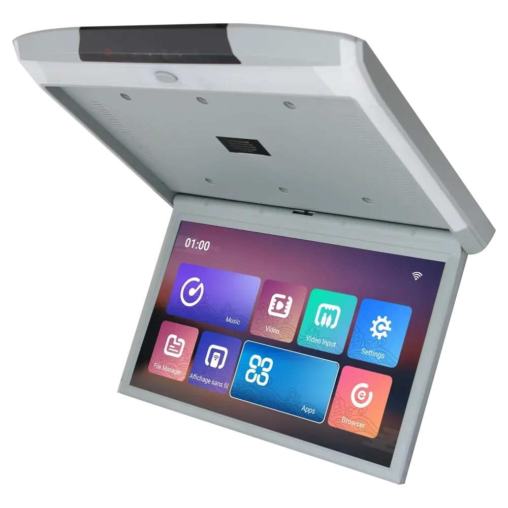 202517.3 Inch Android Digital IPS Screen Flip Car LCD Roof monito Overhead Multimedia Video Ceiling Mount Display TFT Screen Ty