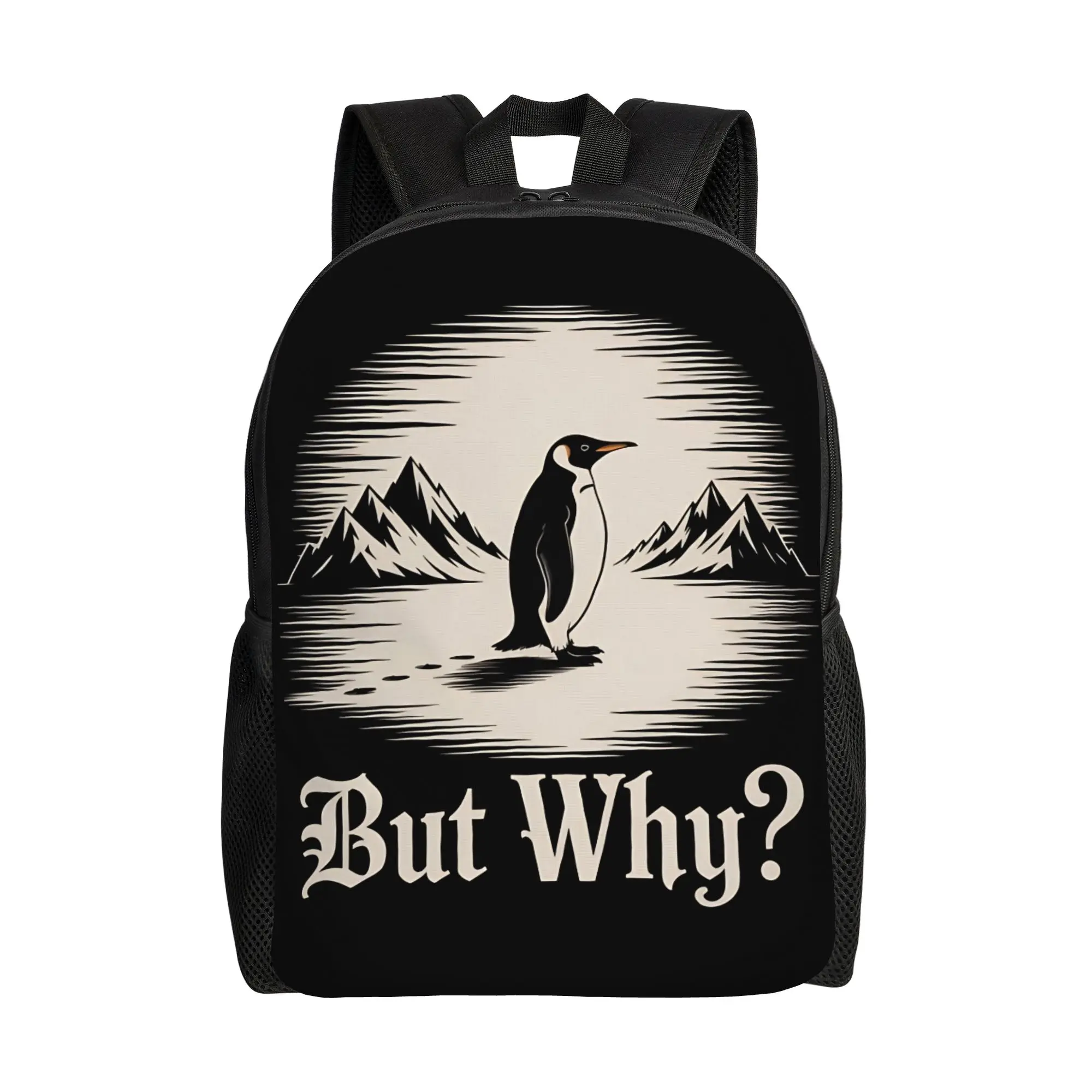 

But Why Penguin Meme,Vintage Nihilist Penguin Backpack Streetwear Backpacks Boy Girl Hiking Breathable School Bags Rucksack