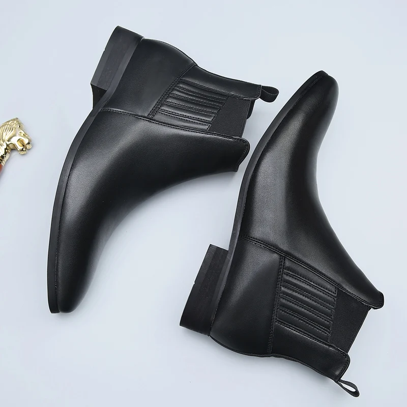 

Повседневная мужская кожаная обувь с высоким берцем, джентльменский минималистичный стиль, классические офисные ботинки высокого качества для работы и вечеринок, осень-зима