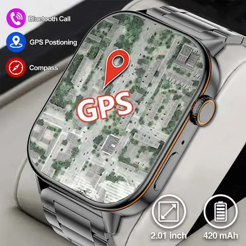 화웨이 Xiaomi 내장 GPS 남자 Smartwatch 420mAh IP68 방수 블루투스 통화 SOS 나침반 야외 스포츠 스마트 시계에 대한 새로운 기능