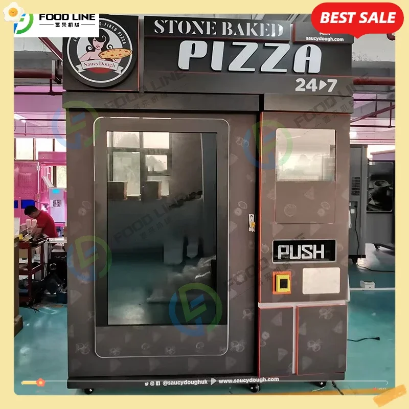 آلة بيع البيتزا الذكية ذات الخدمة الذاتية 24/7 تسخين سريع للأطعمة الطازجة الساخنة لمحور نقل المطارات