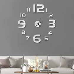 Creative Frameless DIY Wall Clock Wall Decal Home Silent Clock Acrylic Mirror Sticker Living Room Office Wall Decoration Horloge