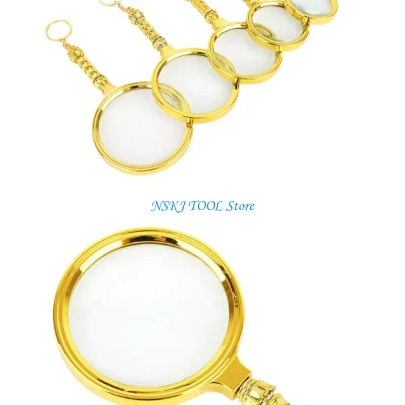 L8RC 5x Magnifier with Gold-plated Flower & for Key Hook Detachable Glass Loupe Science Reading Book Inspection