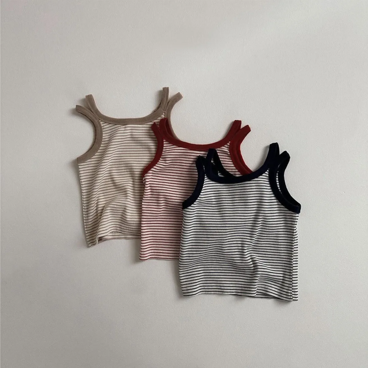 

2025 Summer New Baby Girl Sleeveless Sling Vest Infant Boy Striped Vest Toddler T Shirts Cotton Baby Tee Children Clothes
