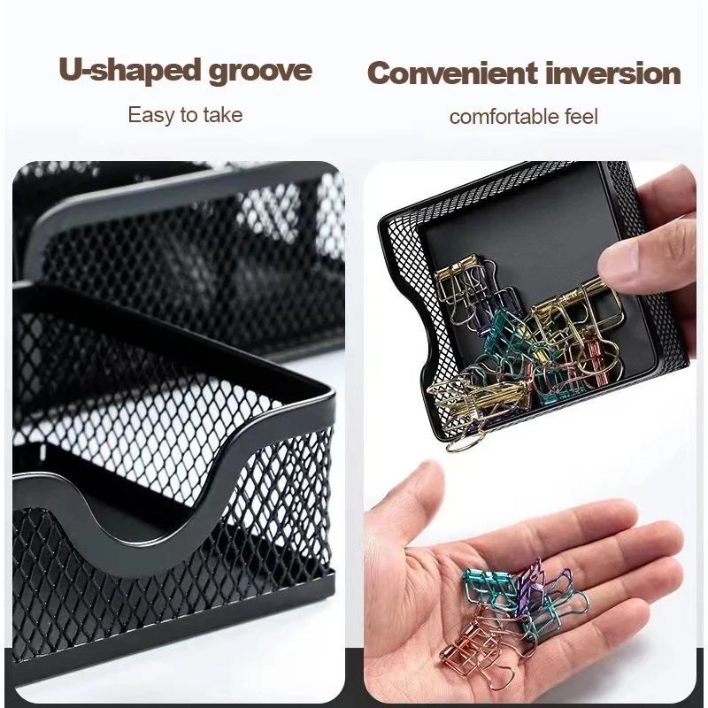 Seven-grid Multi-functional Combination Pen Holder Metal Hollowing Process Korean Stationery Desktop Storage and Organization