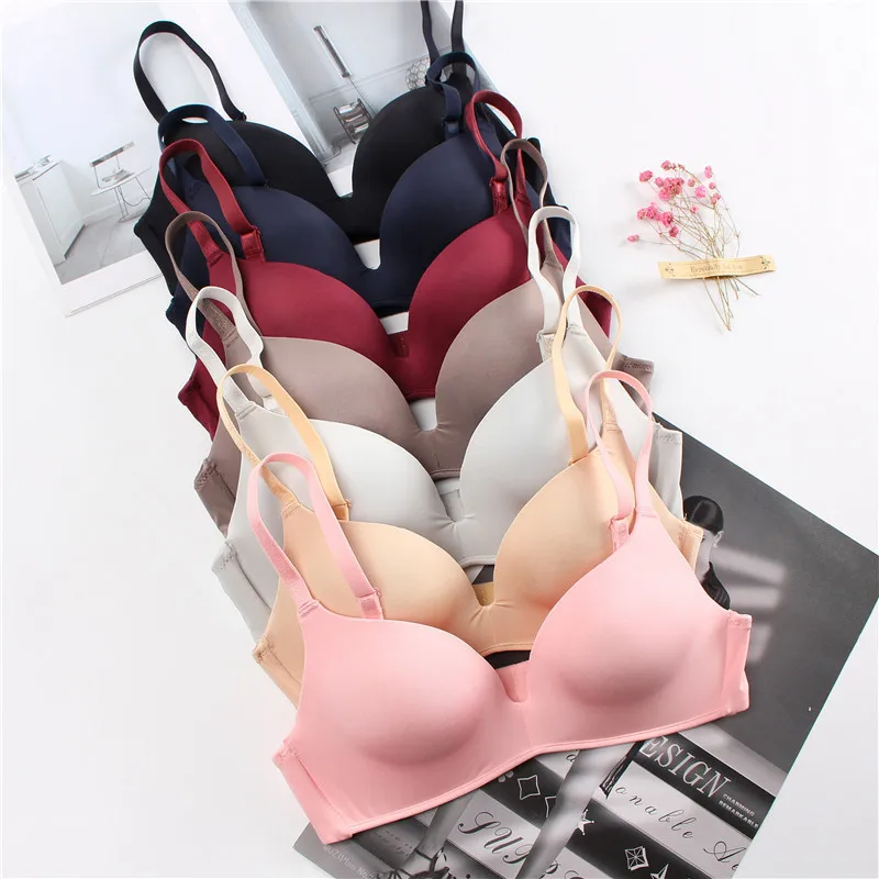 New Push Up Seamless Bras Comfort Wireless Underwear Women\'s Breathable Gathered Bralette Students No Wire Thin Lingerie 32-38