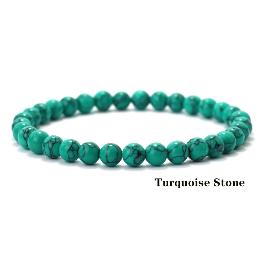 2025 Simple Style 4/6/8/10/12mm Blue Turquoises Stone Bracelet Men Women Meditation Yoga Beaded Braslet Valentine Day Braclet