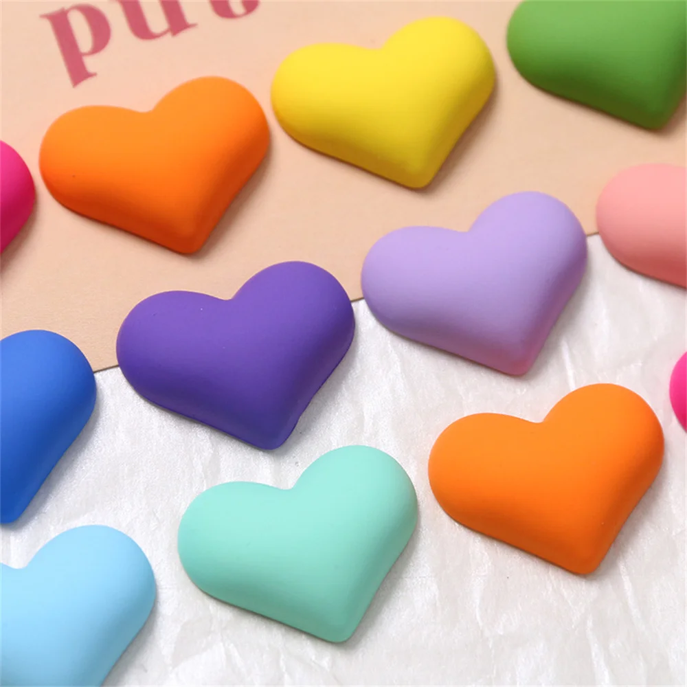 WFFNNKC 10Pcs Colorful Love Heart Resin Patch Jewelry DIY Craft Supplies Kids Hair Accessories Shoes Clothing Ornament Materials