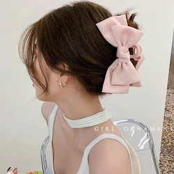 Haimeikang Satin Bow Hair Claws Crab Girls Sweet Ponytail Hairpin Hair Claw Solid Color Fashion Hair Clips Hair Accessories