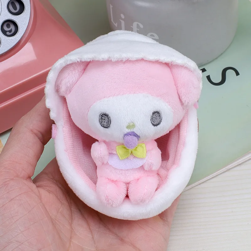 Sanrio Plush Dolls Cradle Pacifier Cinnamoroll Hello Kt My Melody 10Cm Kawaii Cute Anime Plushie Doll Bag Pendant Toys