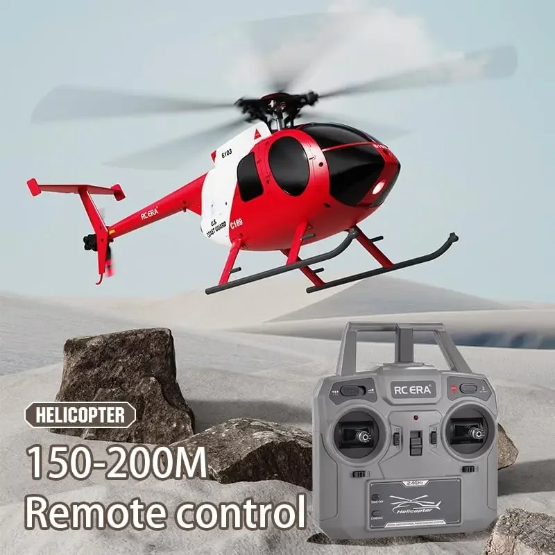 RC Helicopter MD500 Little Bird C189 with Single-Rotor 1/28 2.4G 4CH 6-Axis Gyro Dual Brushless Motors Aircraft RTF Version