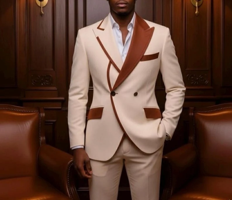 

Brown Double Breasted Suit Designer Tuxedo